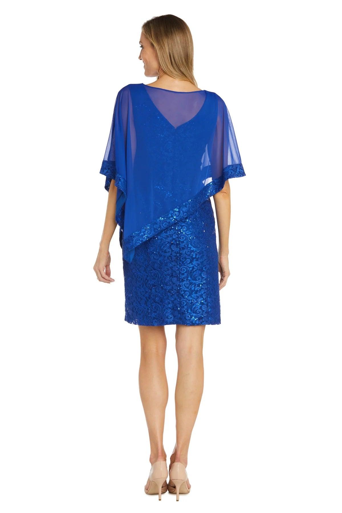 Mother of the Bride Dresses Short Petite Lace Poncho Cocktail Dress Royal 