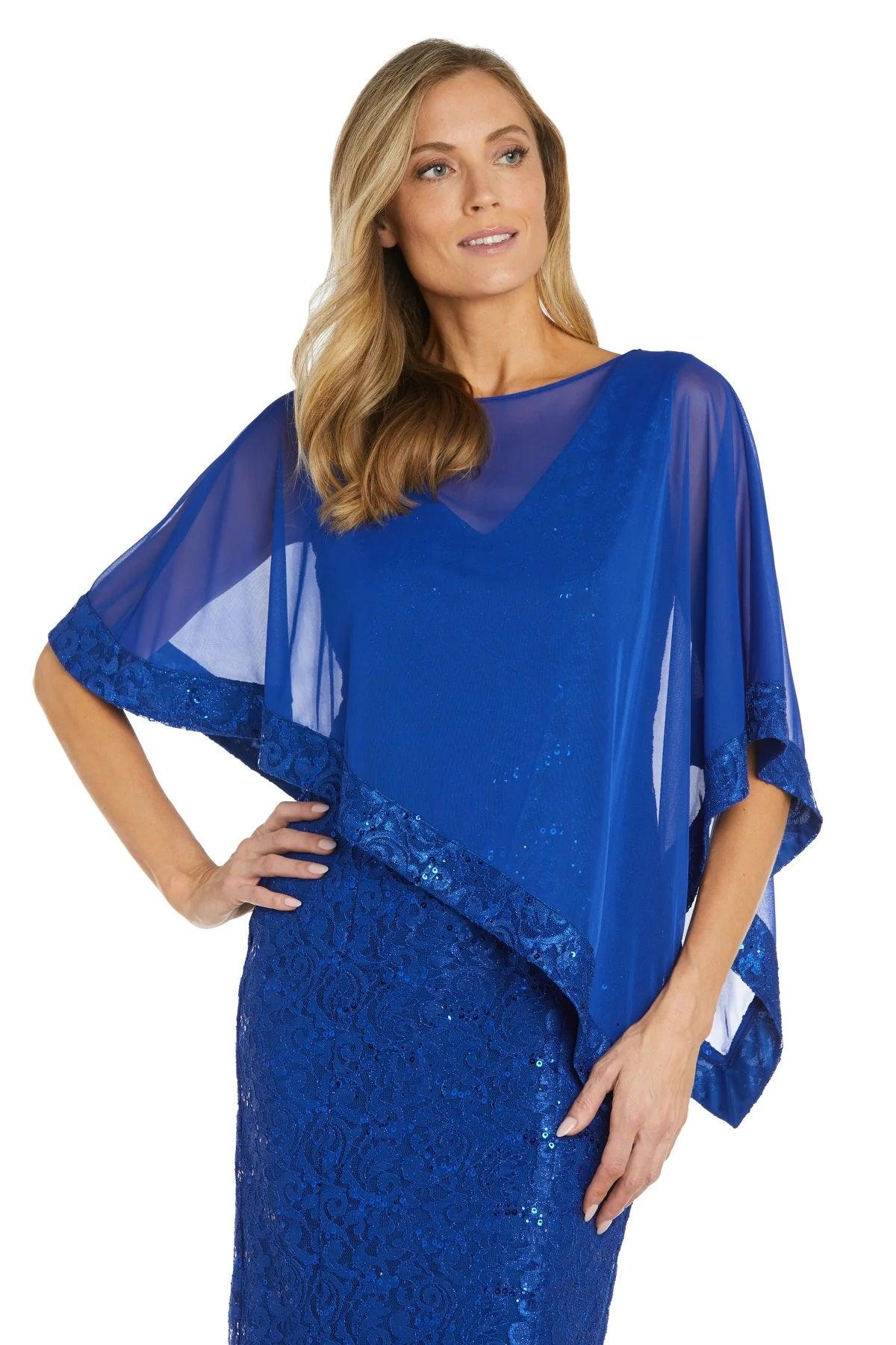 Mother of the Bride Dresses Short Asymmetrical Lace Poncho Cocktail Dress Royal
