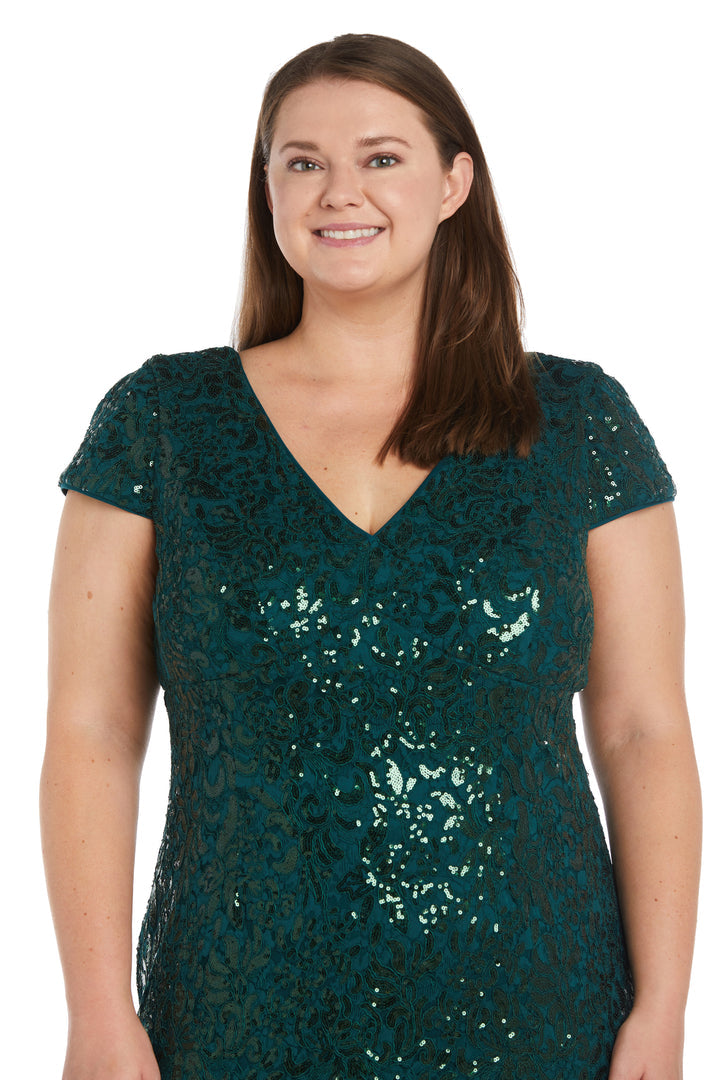R&M Richards 2858W Long Plus Size Sequin Formal Evening Dress