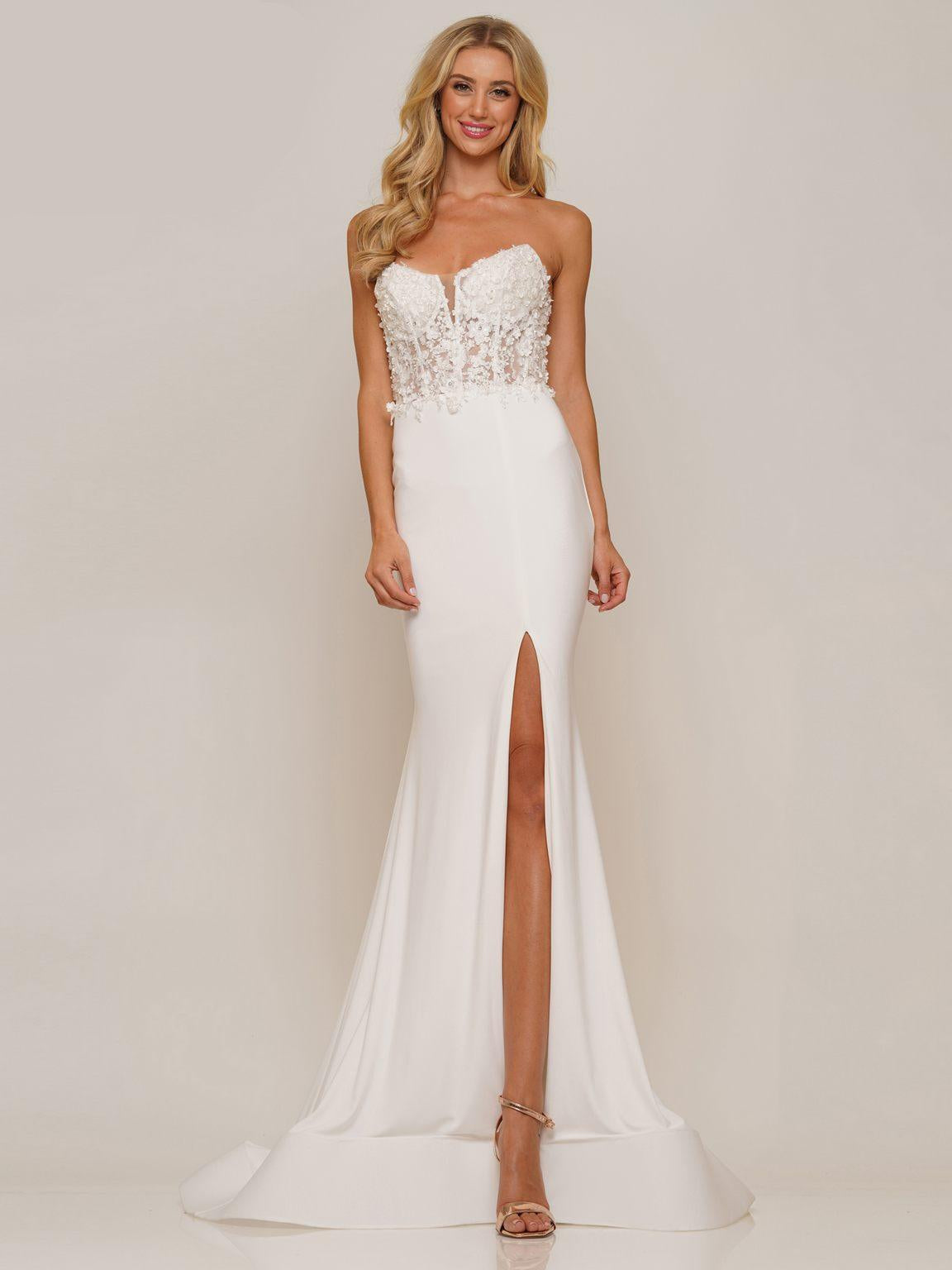 Prom Dresses Long Strapless Fitted Prom Dress Off White
