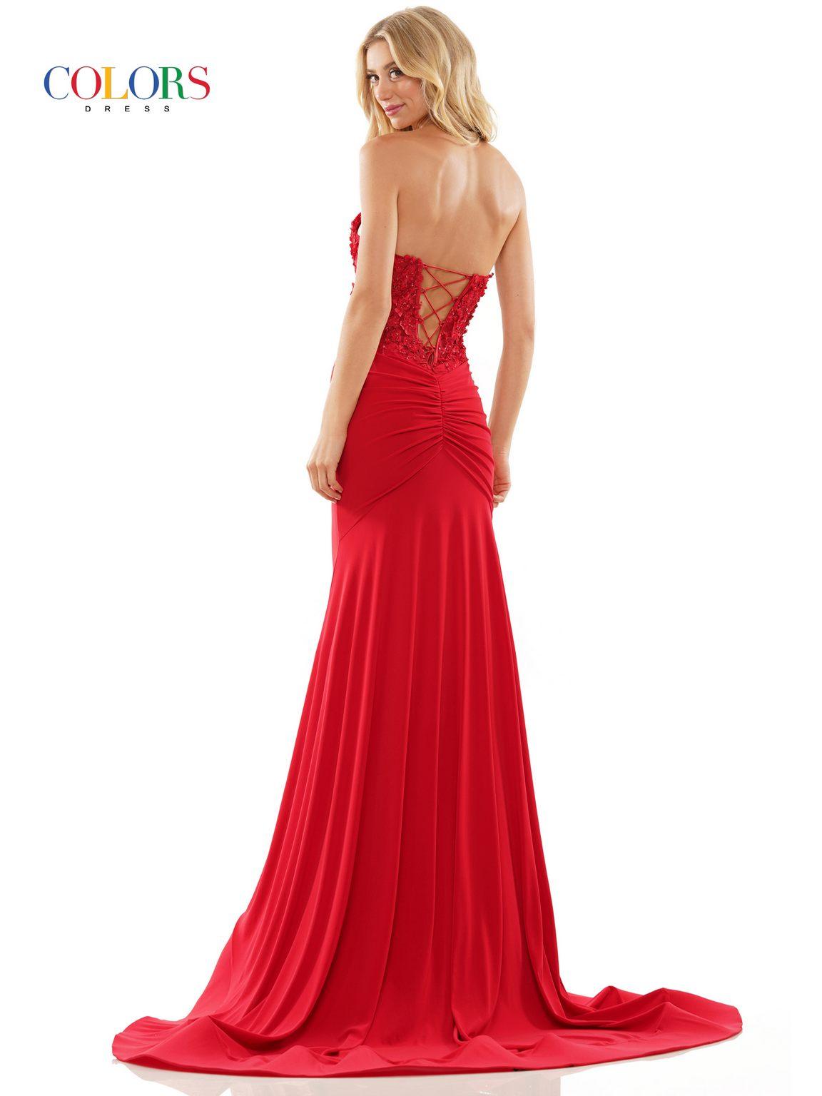 Colors 2884 Long Strapless Fitted Prom Dress