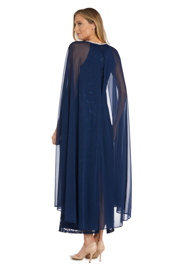 R&M Richards 2887 Long Mother of the Bride Maxi Formal Cape Dress
