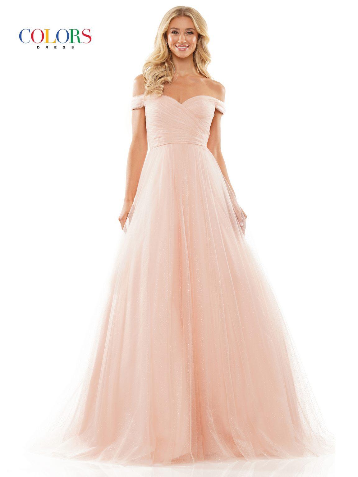 Colors 2888 Prom Long Off Shoulder Glitter Ball Gown