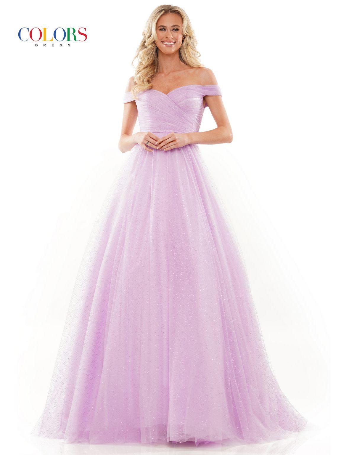 Colors 2888 Prom Long Off Shoulder Glitter Ball Gown
