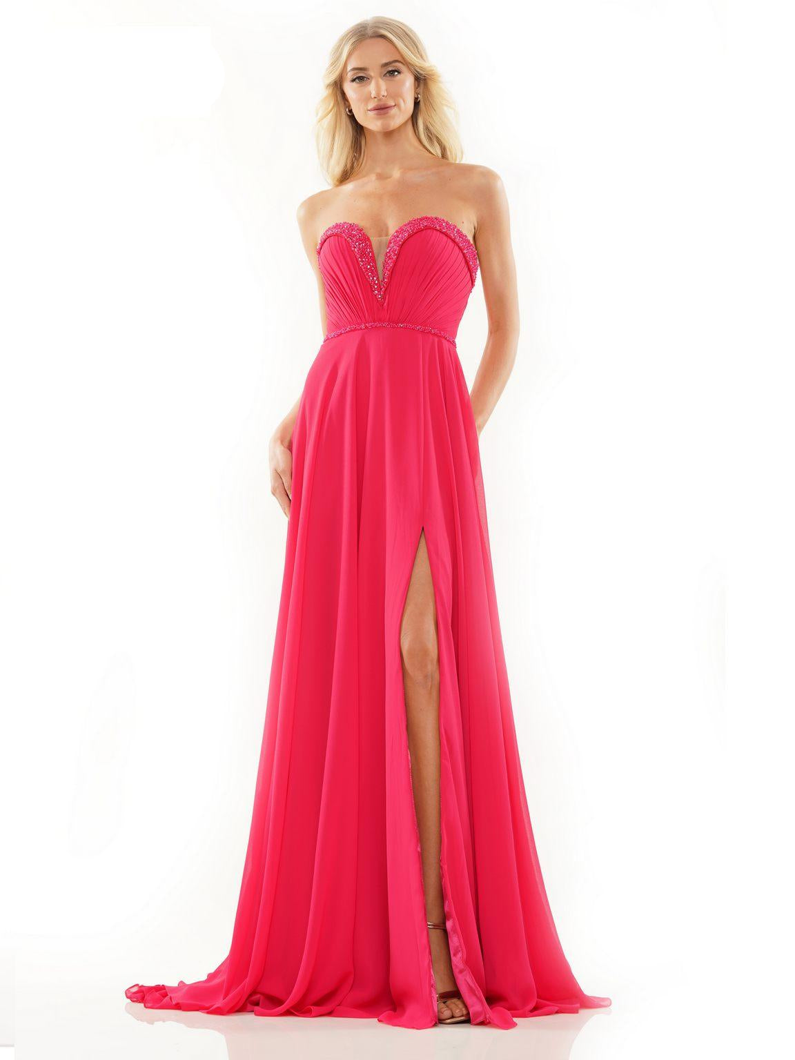 Prom Dresses Long Strapless Chiffon Prom Dress Watermelon