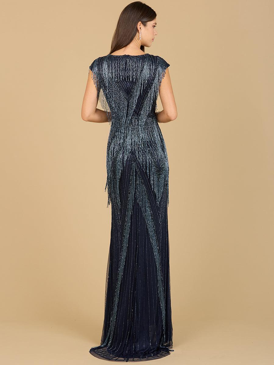 Navy Crushed Long Dress LR0145 main image 1
