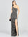 Prom Dresses One Shoulder Beaded Evening Gown Black Silver