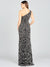 Prom Dresses One Shoulder Beaded Evening Gown Black Silver