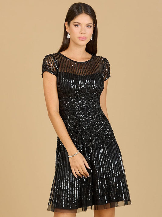 Cocktail Dresses Cap Sleeve Sequin Cocktail Dress Black