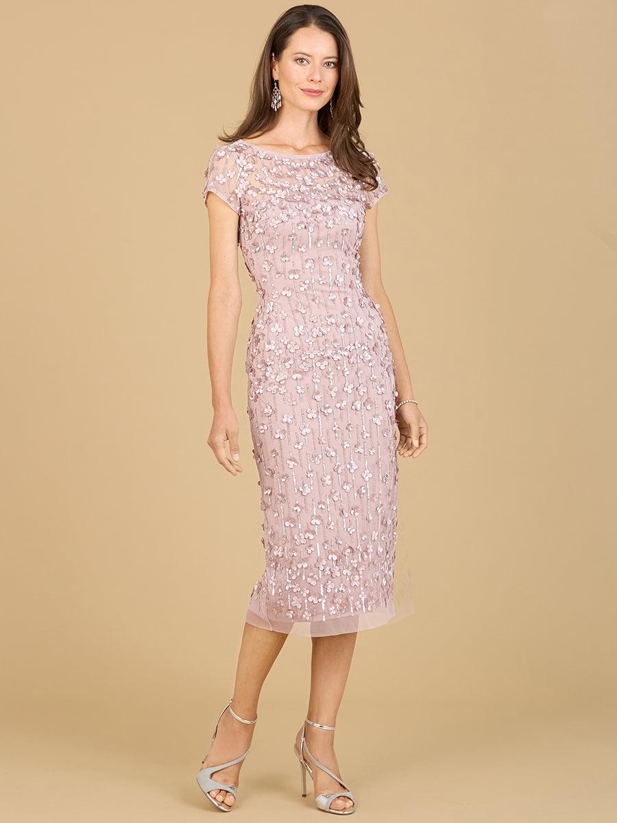 Lara Dresses 29186 Cap Sleeve Cocktail Midi Dress