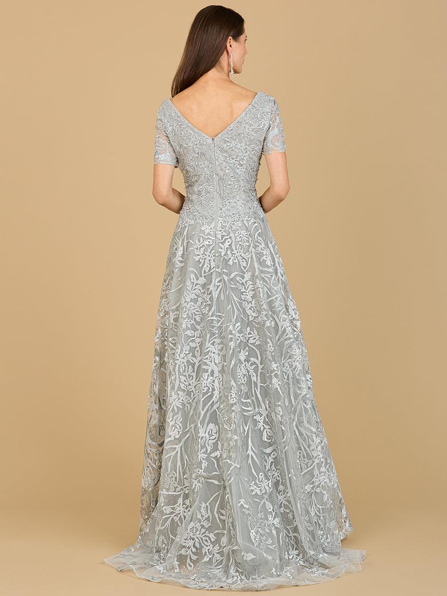 Prom Dresses Short Sleeve Long Formal Evening Dress Light Blue