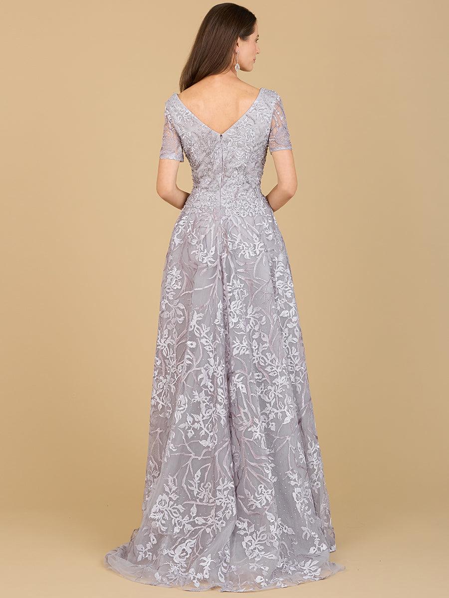 Prom Dresses Short Sleeve Long Formal Evening Dress Stone