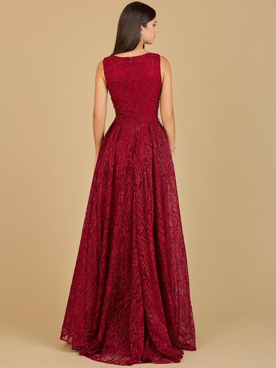 Prom Dresses Sleeveless Long Overskirt Prom Dress Dark Red