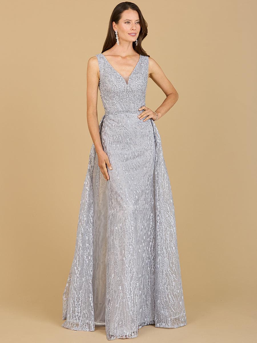 Prom Dresses Sleeveless Long Overskirt Prom Dress Silver