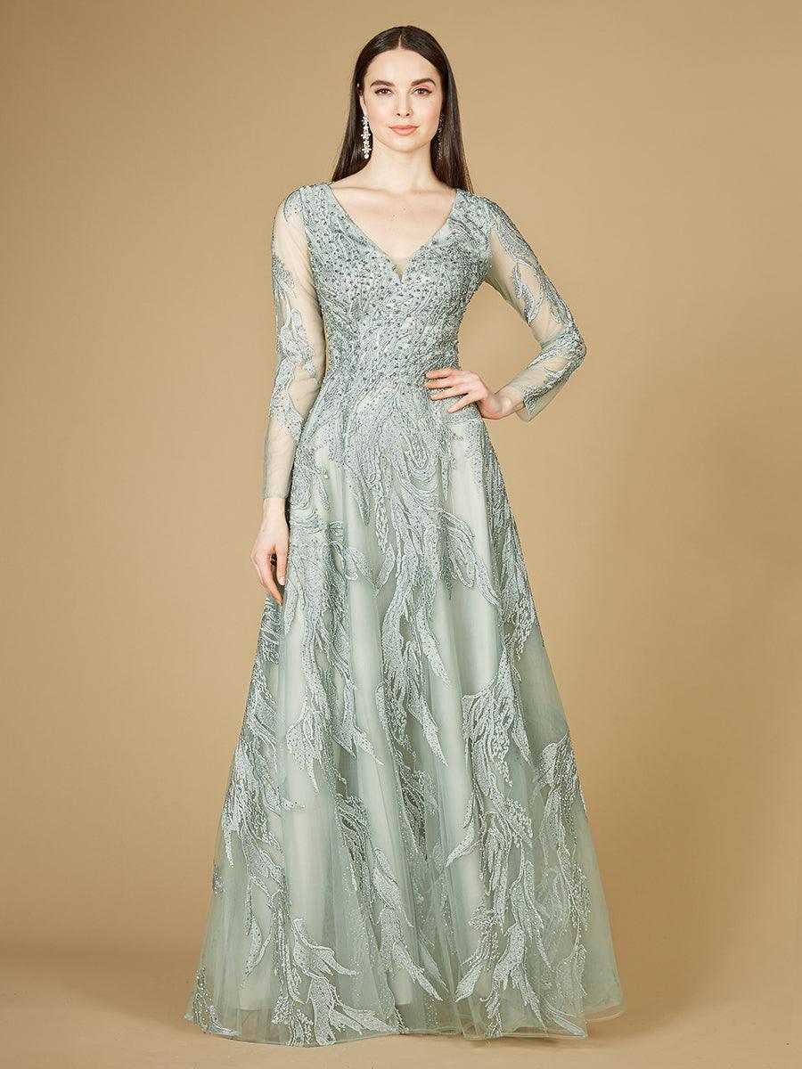 Formal Dresses Long V-Neck Evening Gown Sage