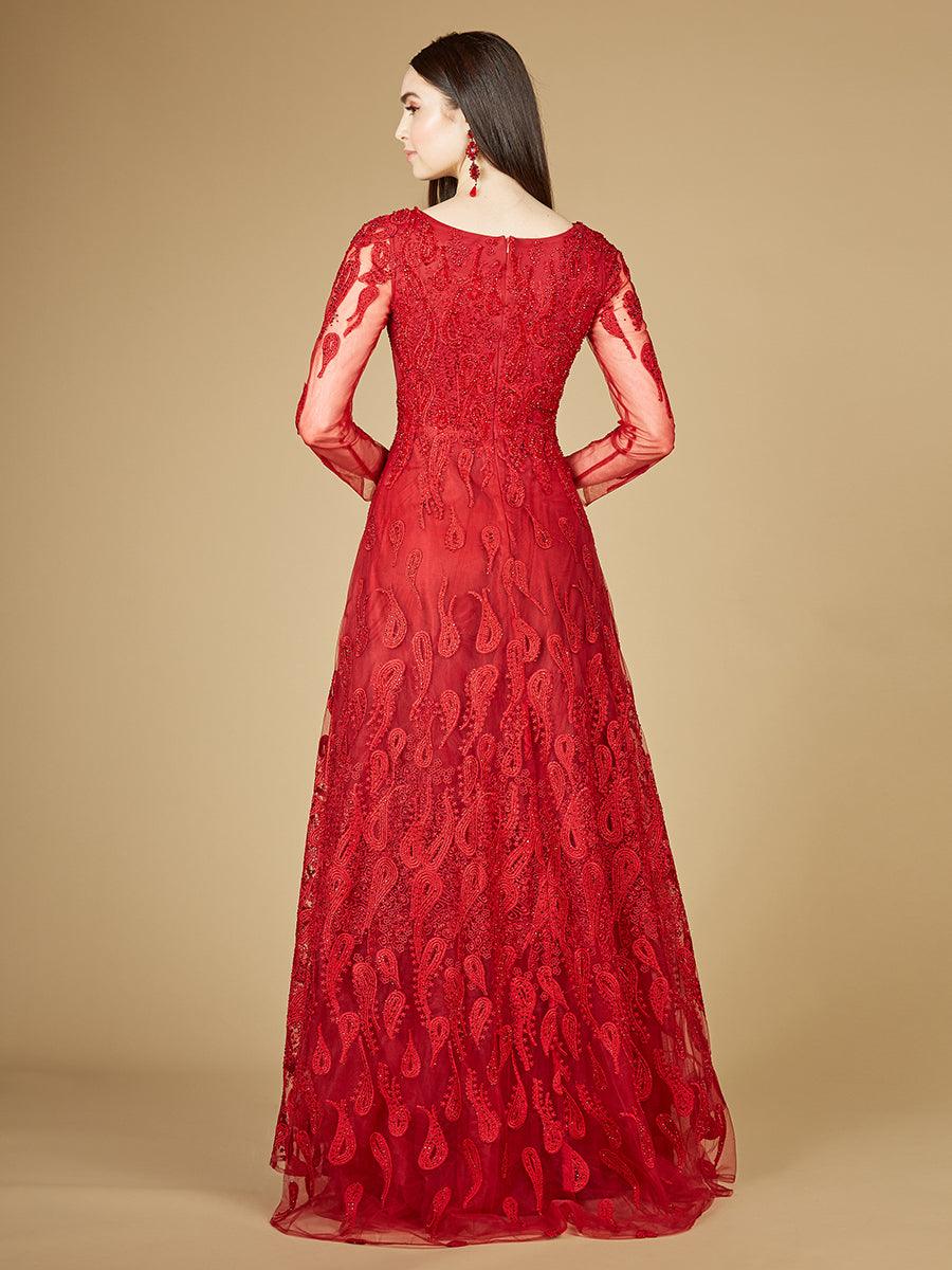 Formal Dresses Long V-Neck Evening Gown Red