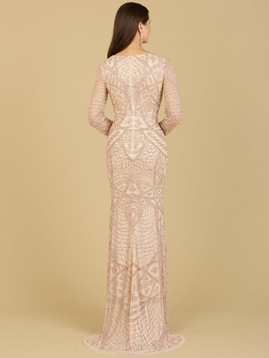 Formal Dresses Long Beaded Evening Gown Rose Gold