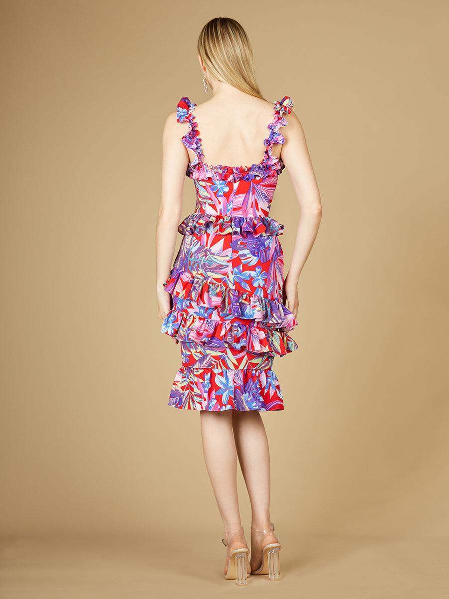 Cocktail Dresses Sleeveless Printed Cocktail Dress Red