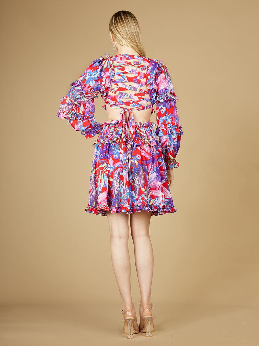 Lara Dresses 29269 Long Sleeve Print Cocktail Dress