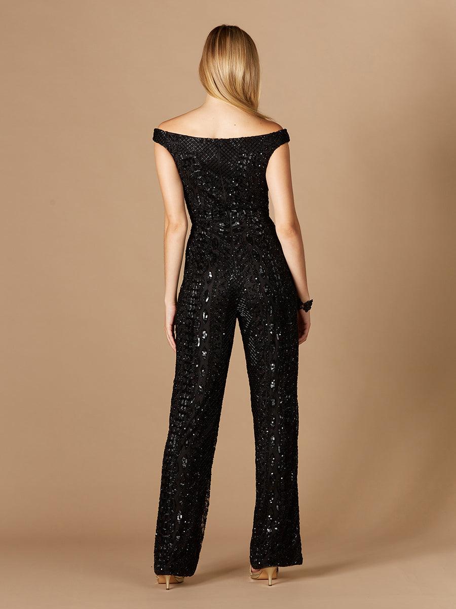 Lara Gabby Beaded Off-the-Shoulder Bridal Jumpsuit