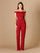 Prom Dresses Off Shoulder Beaded Jumpsuit Red
