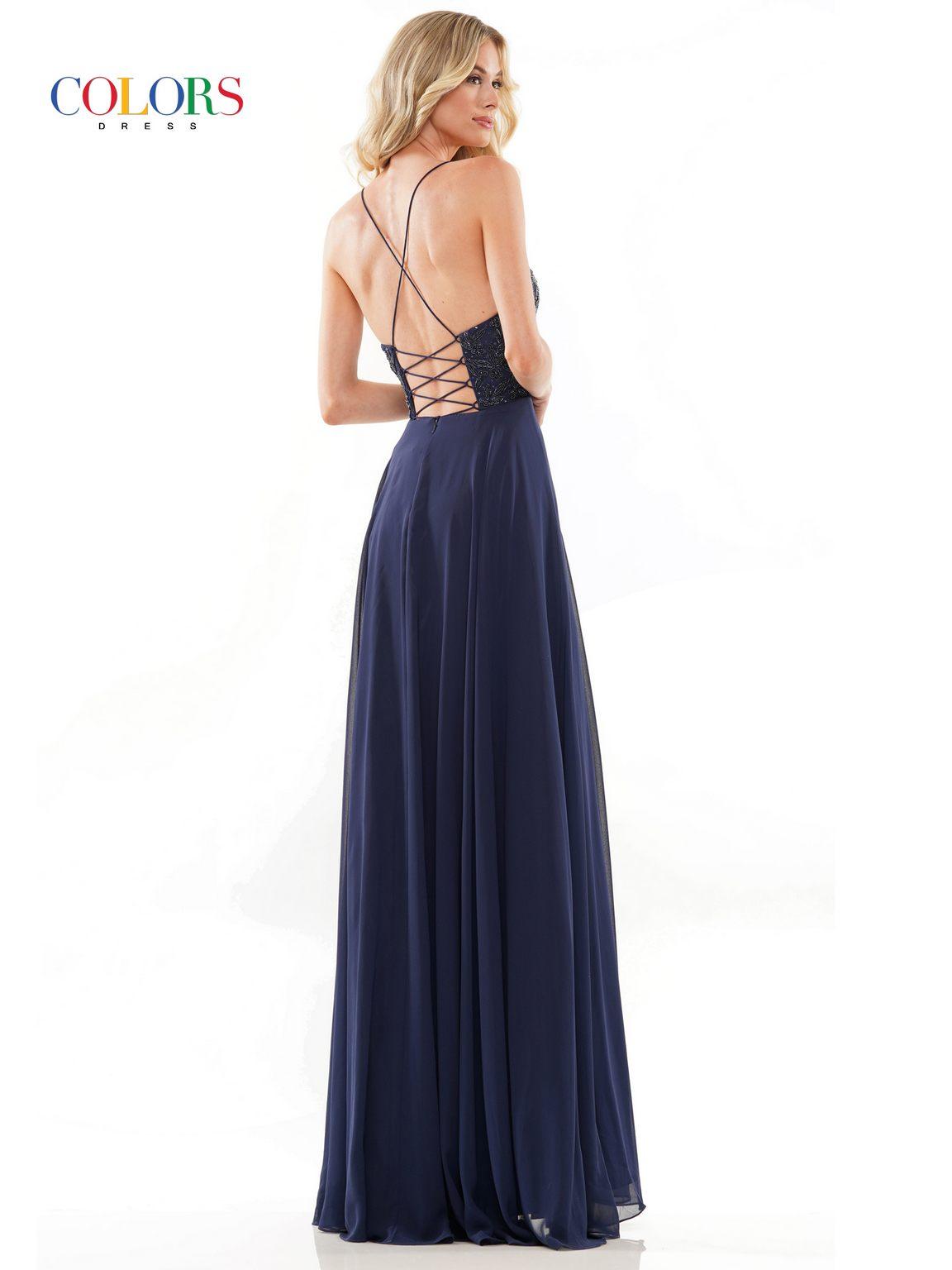 Colors 2933 Long Formal Chiffon Prom Dress