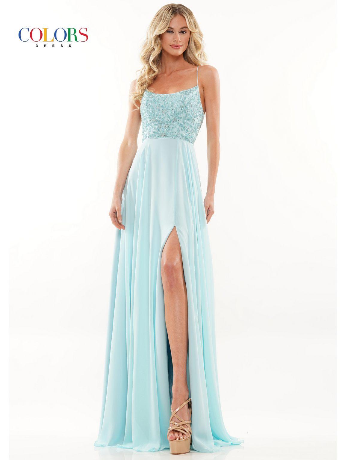 Colors 2933 Long Formal Chiffon Prom Dress