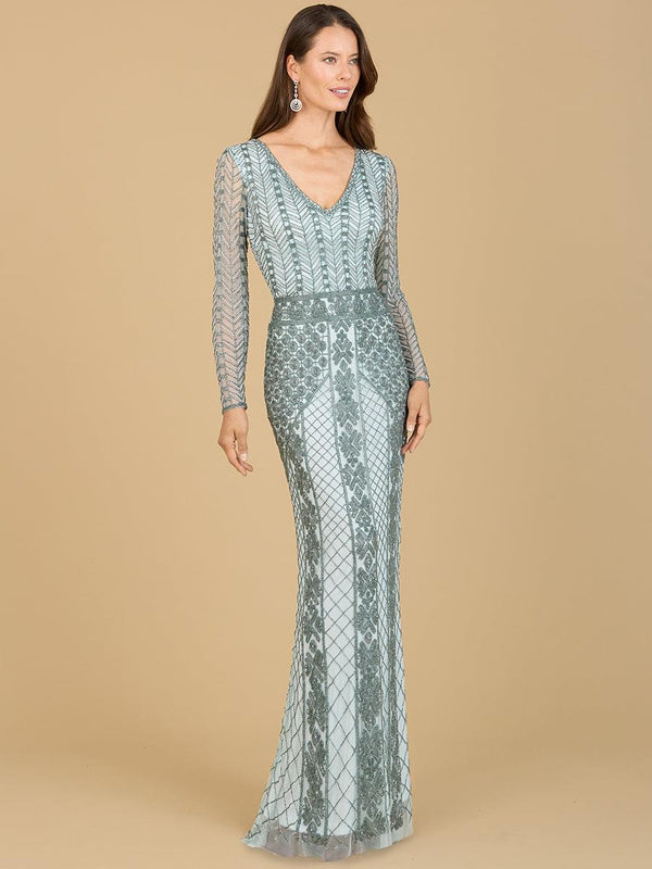 Lara Dresses 29365 Long Sleeve Beaded Evening Gown