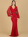 Formal Dresses Long Flutter Sleeves Evening Dress Red