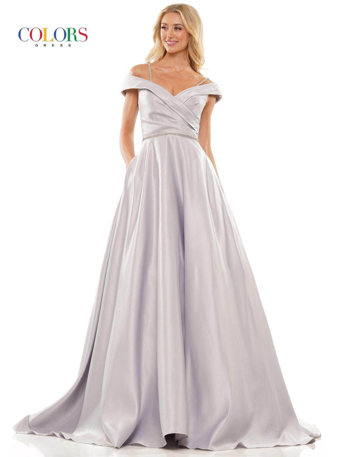 Colors 2938 Prom Long Off Shoulder Ball Gown