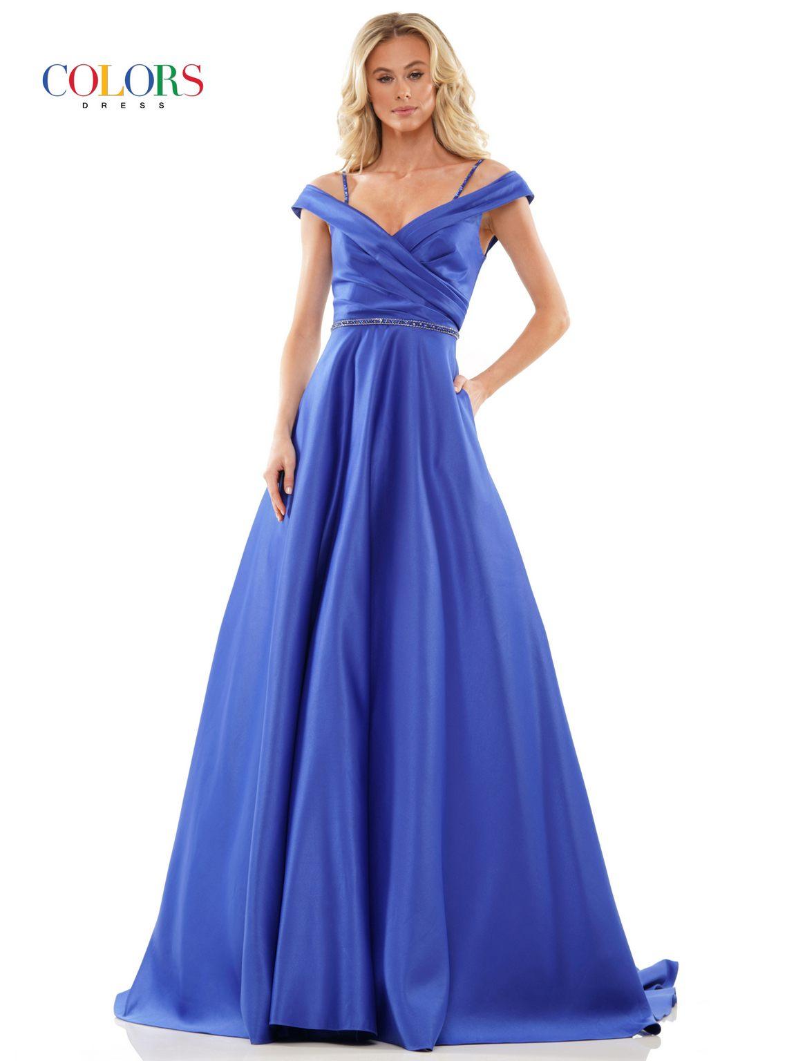 Colors 2938 Prom Long Off Shoulder Ball Gown
