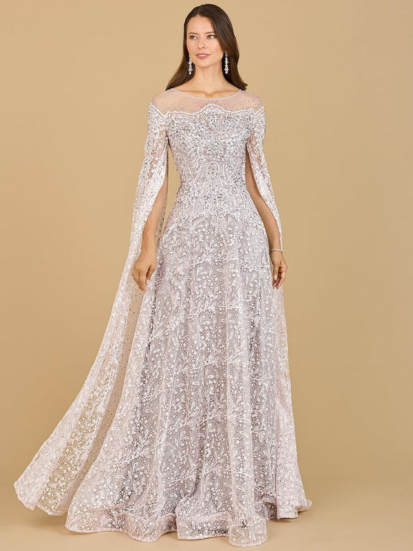 Lara Dresses 29454 Long Cape Sleeve Evening Gown