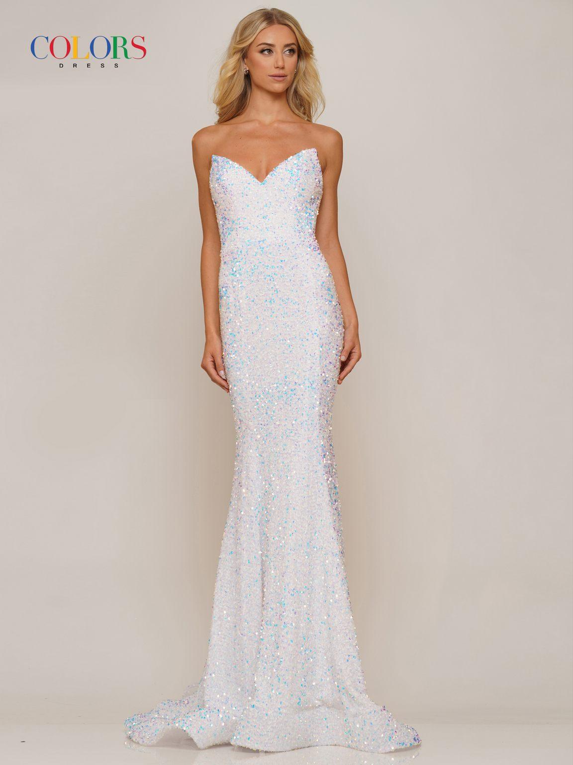 Colors 2959 Long Strapless Prom Dress