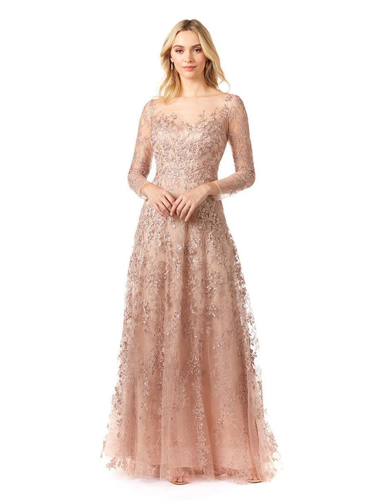 Formal Dresses Long Sleeve Evening Gown Blush