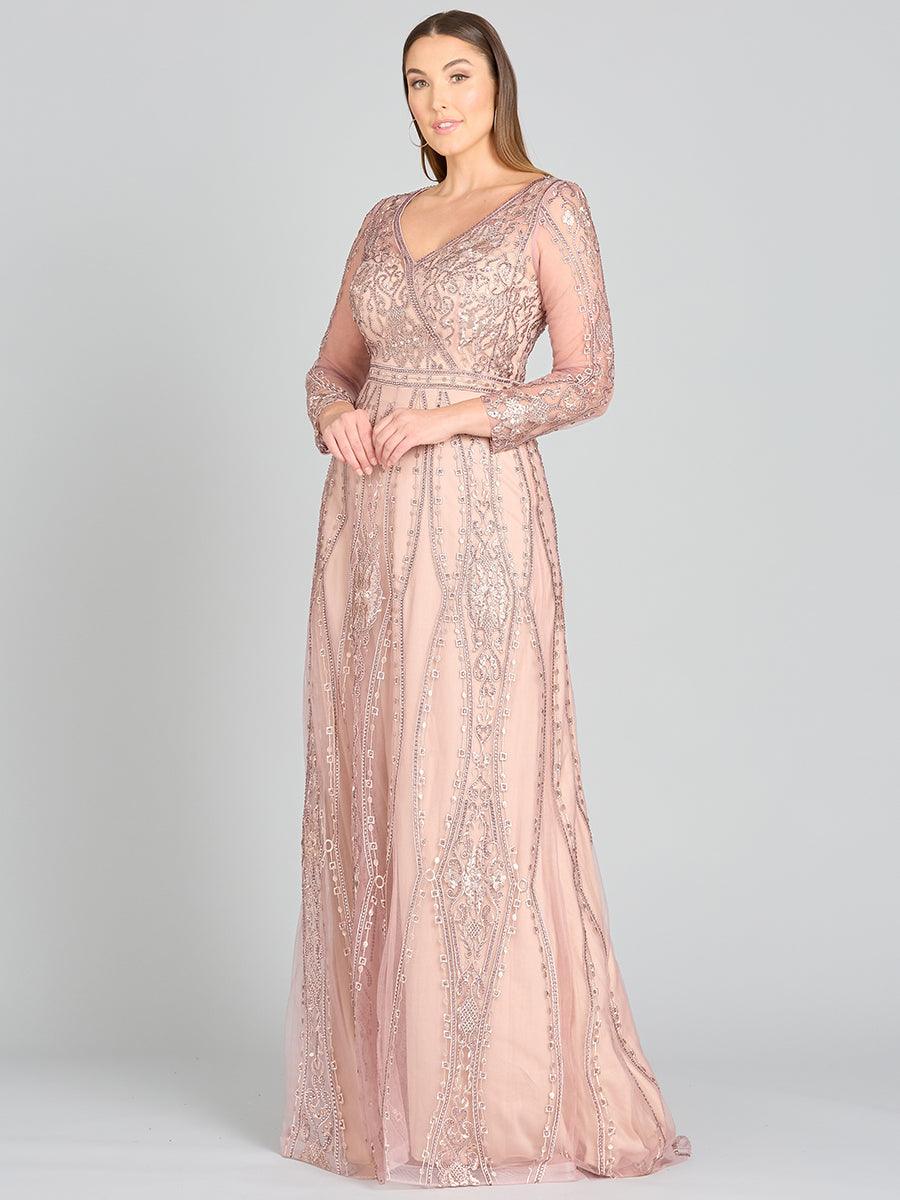 Lara Low Dim Color Pattern Sequence Long Dress main image 1