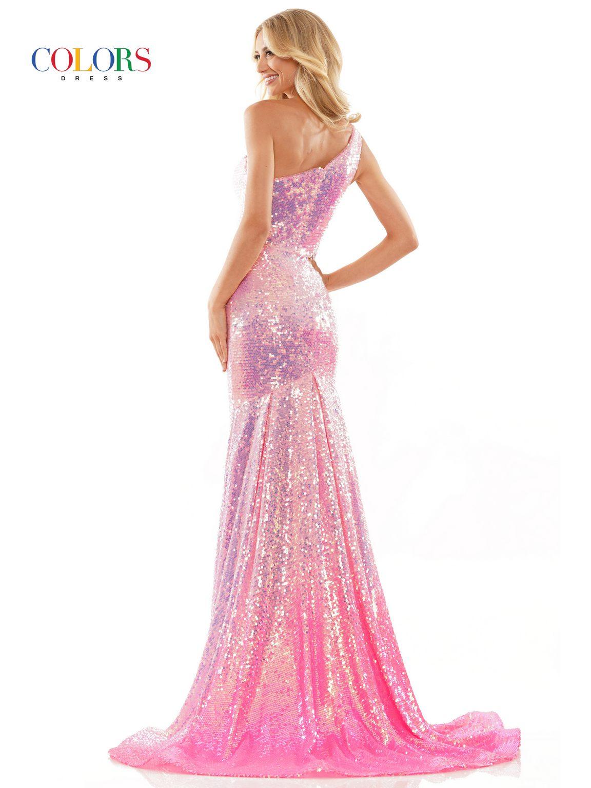 Colors 2984 Long One Shoulder Fitted Prom Dress
