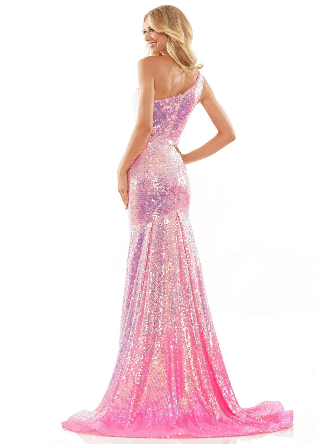 Prom Dresses Long One Shoulder Fitted Prom Dress Pink