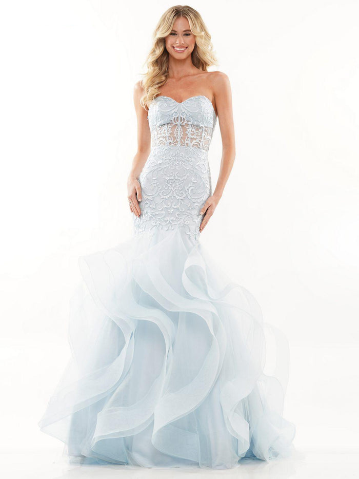 Prom Dresses Prom Long Strapless Mermaid Dress Light Blue