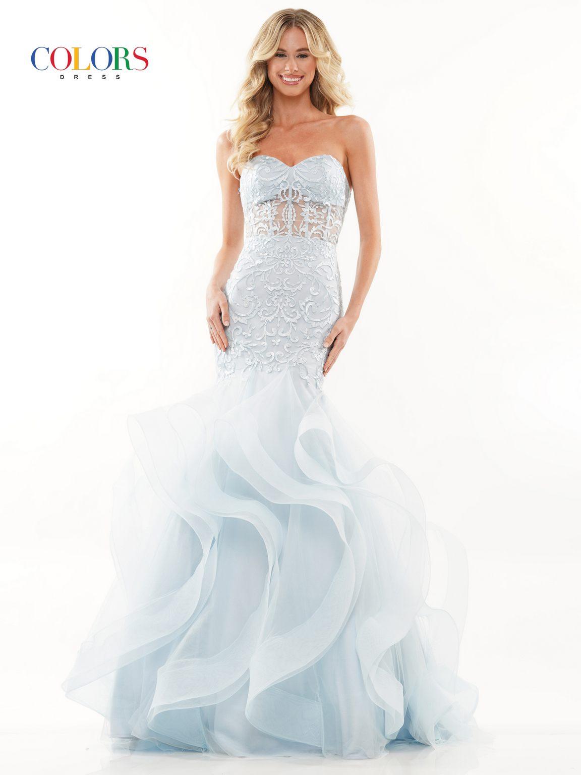 Colors 2998 Prom Long Strapless Mermaid Dress