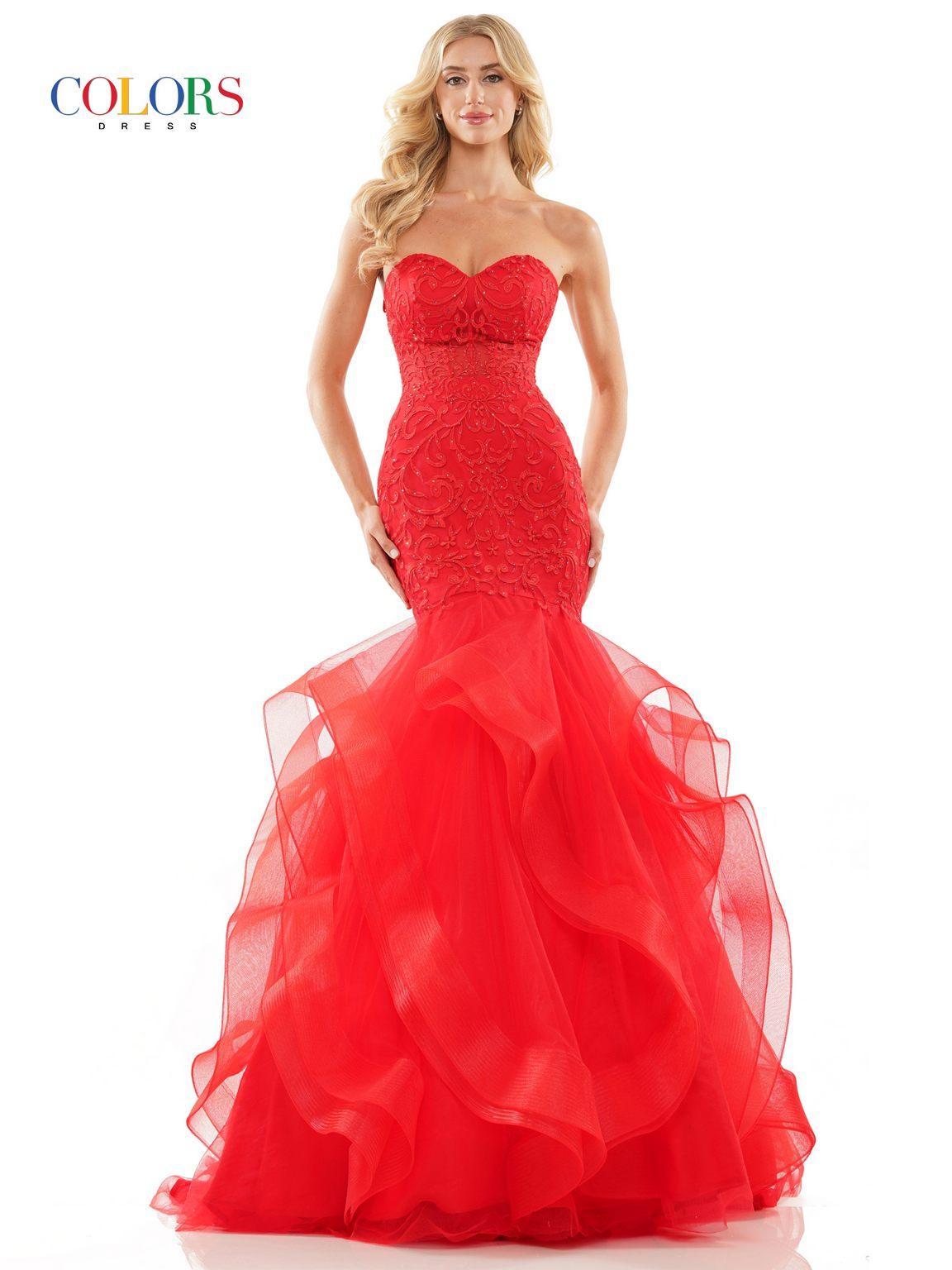 Colors 2998 Prom Long Strapless Mermaid Dress