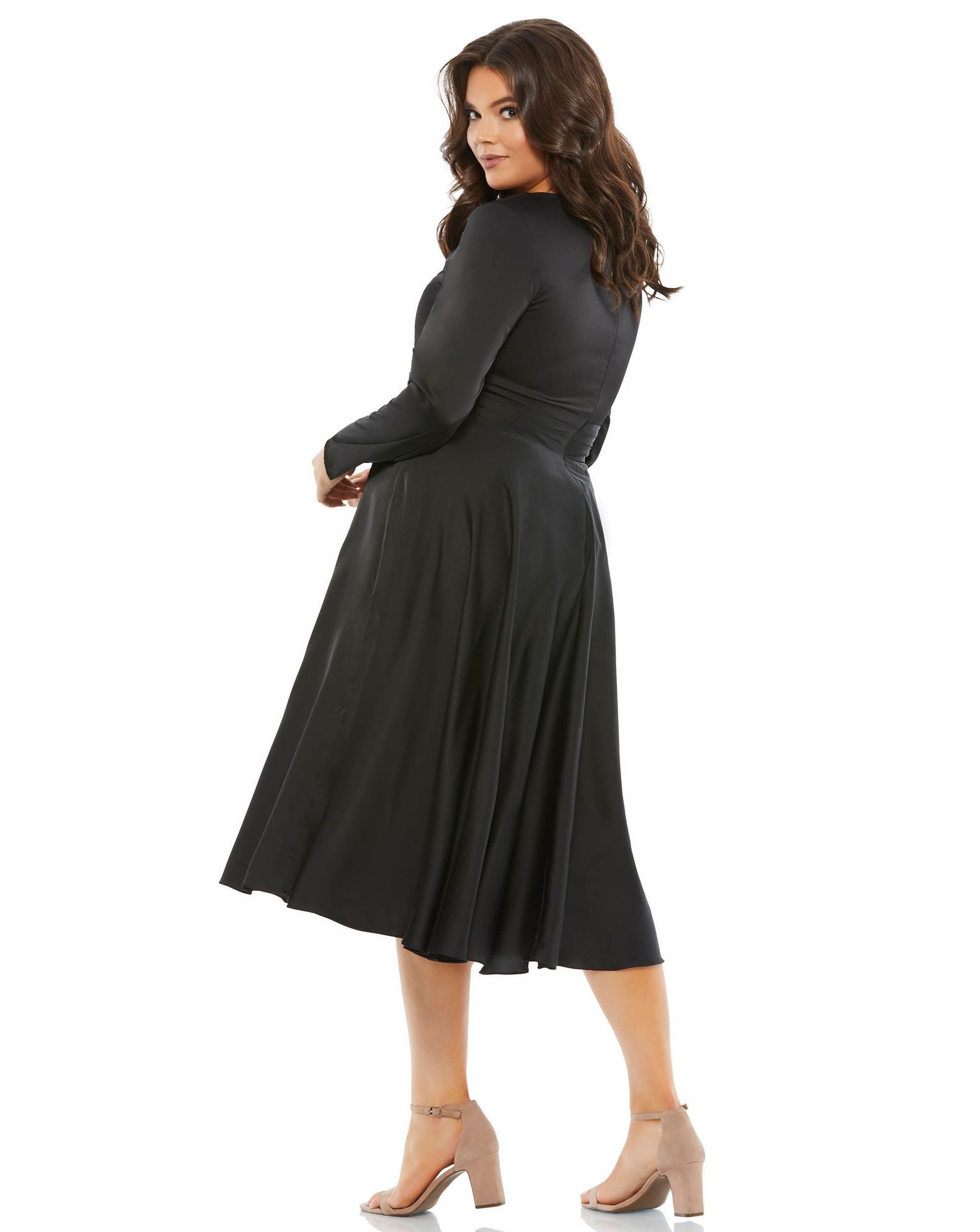 Mac Duggal 67907 Fabulouss Long Sleeve Formal Midi Length Dress