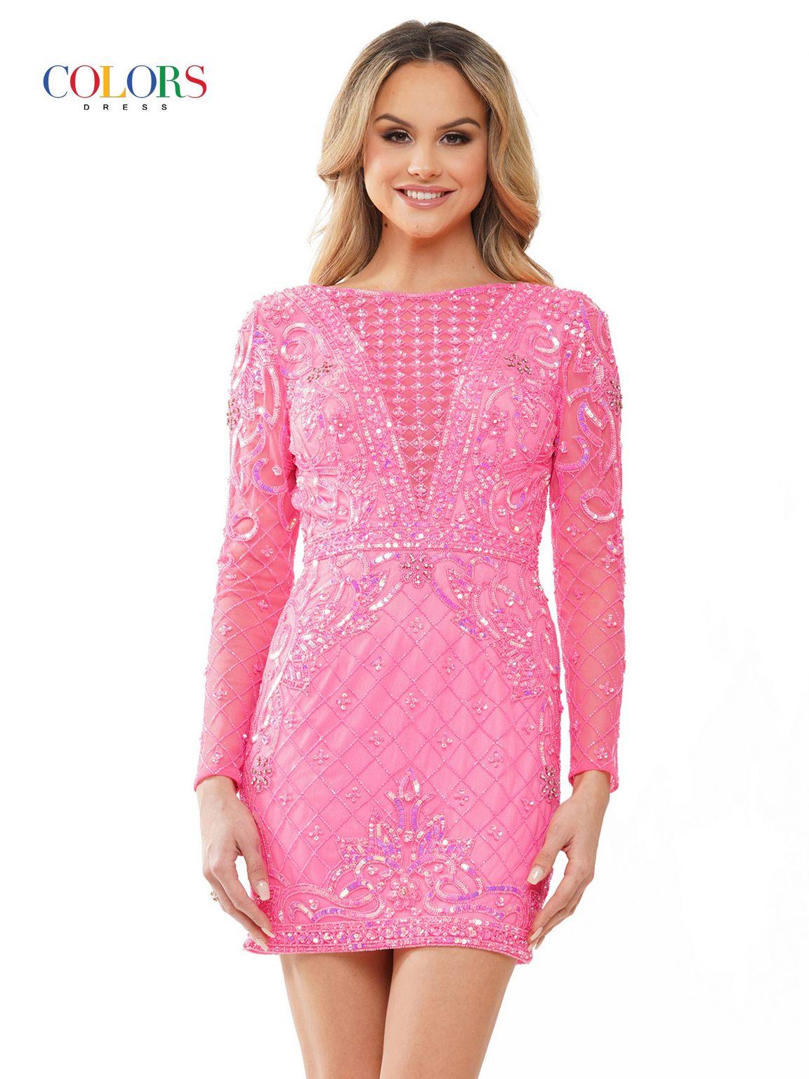 Colors 3070 Homecoming Long Sleeve Cocktail Dress