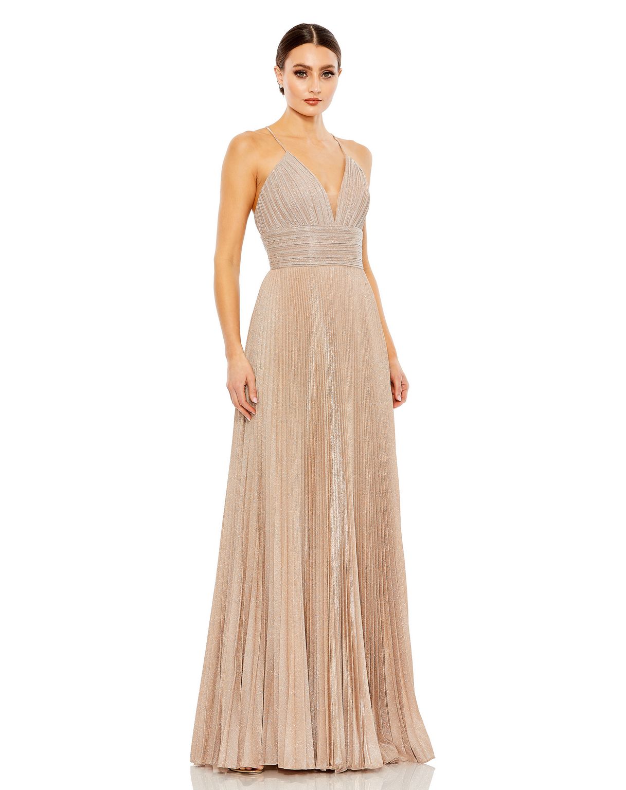 Mac Duggal 30725 Formal Glitter Long Pleated Prom Dress