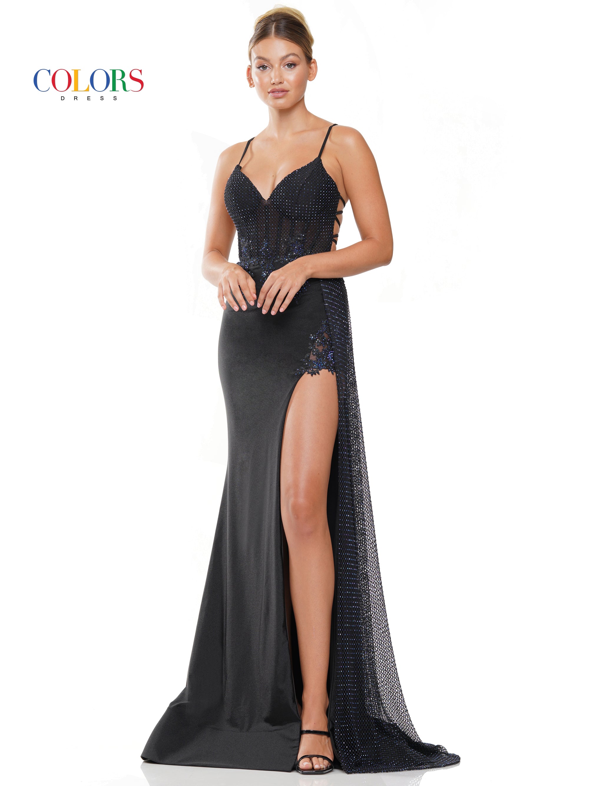 Prom Dresses Long Spaghetti Strap Fitted Prom Dress Black