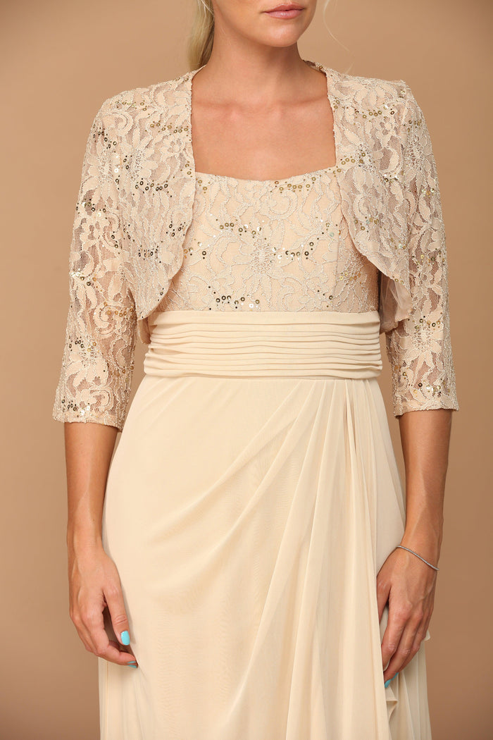 Long Mother of the Bride Lace Chiffon Jacket Dress