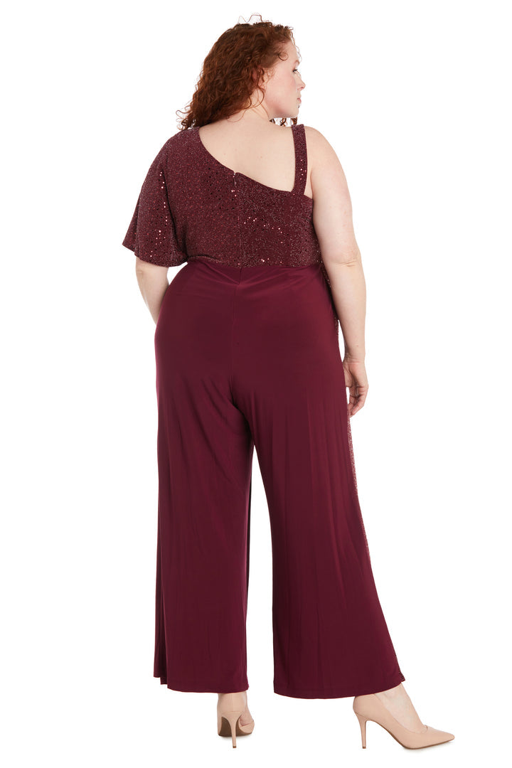 R&M Richards 3096W Long Sequined Overlay Jumpsuit
