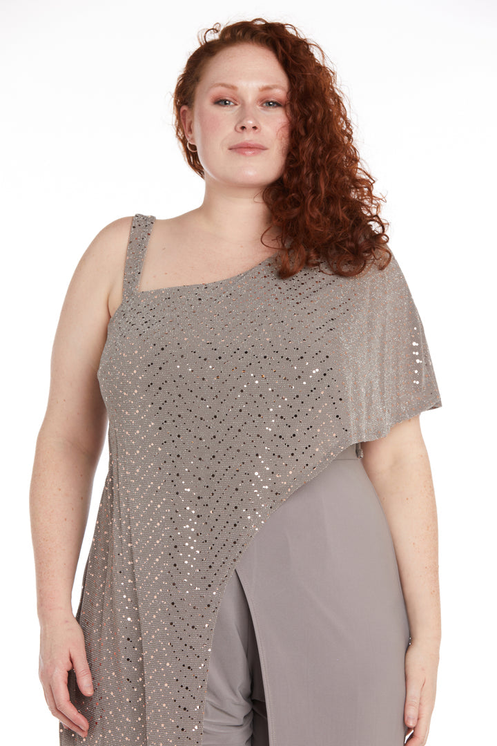 R&M Richards 3096W Long Sequined Overlay Jumpsuit