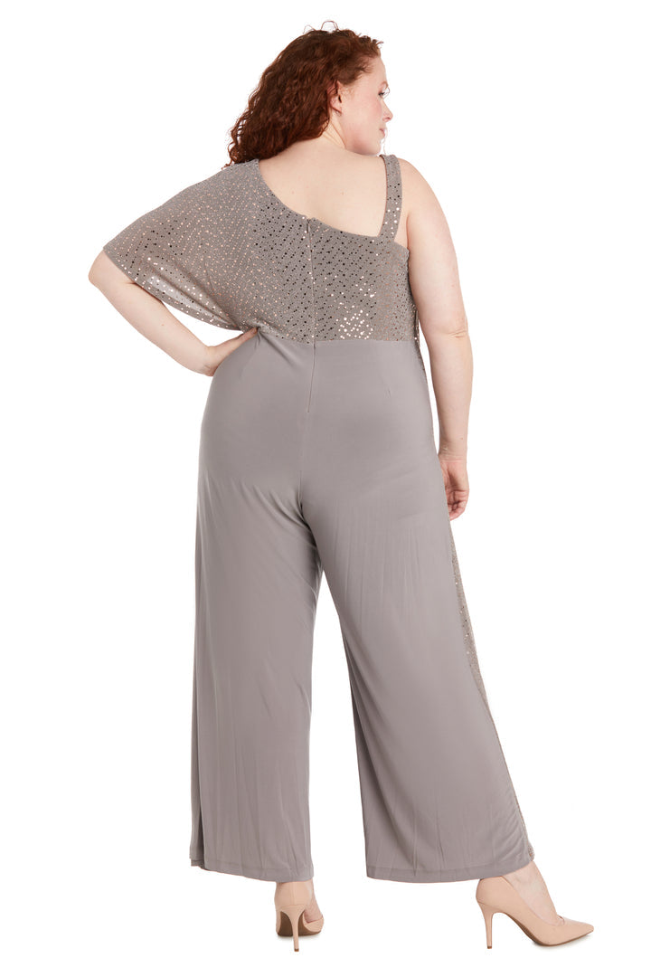 R&M Richards 3096W Long Sequined Overlay Jumpsuit