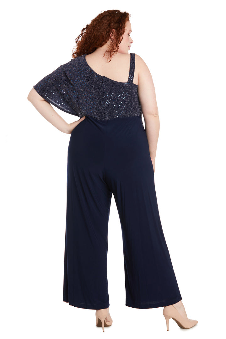 R&M Richards 3096W Long Sequined Overlay Jumpsuit