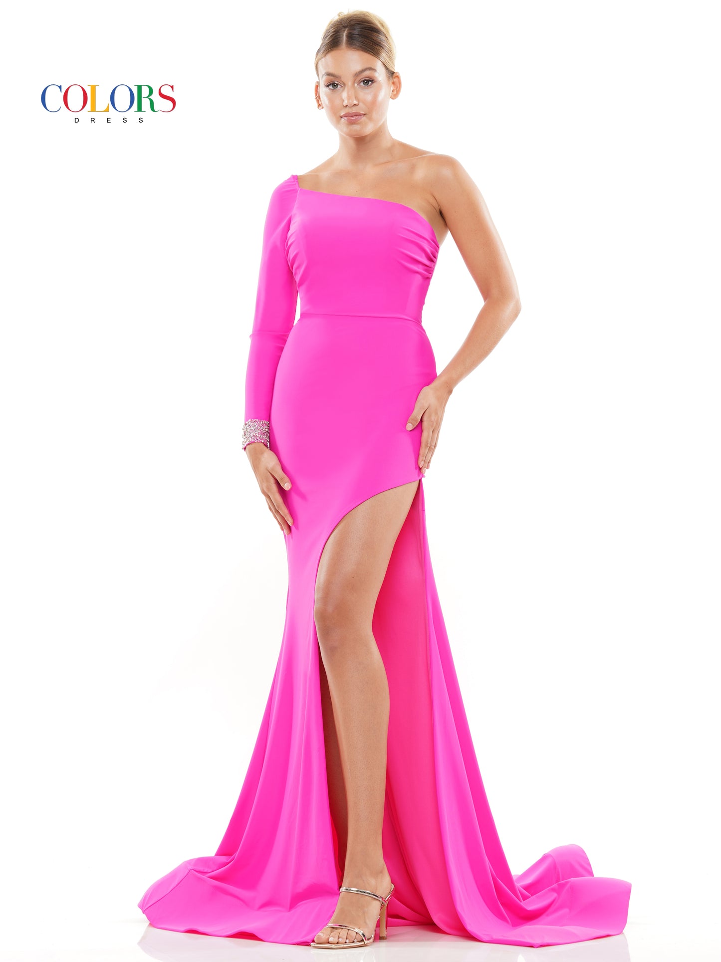 Prom Dresses Long Fitted One Shoulder Formal Prom Dress Hot Pink